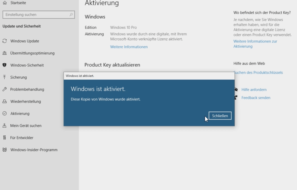 Nun sollte dein Windows aktiviert sein
